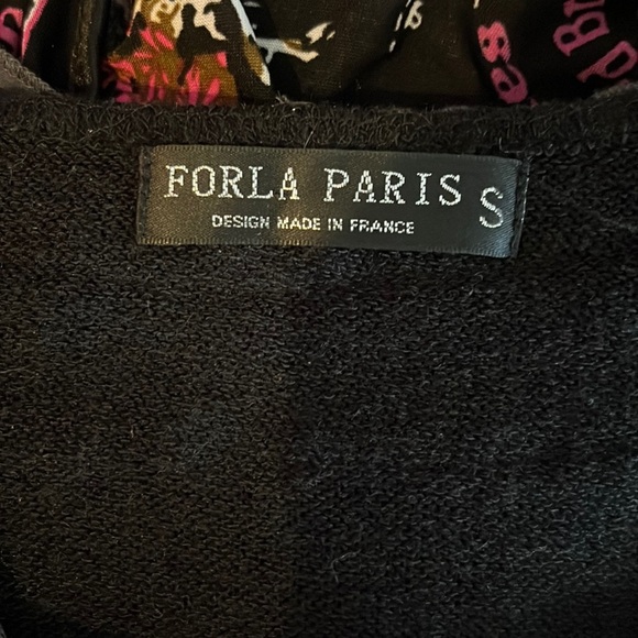 Forla Paris designer Ruffle dress Black Gray Light Knit size small - Picture 2 of 8